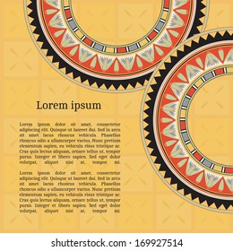 Frame template for cards, invitations, banners. You can place any text here. Invitation card with egyptian national pattern, vector, eps10