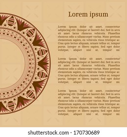 Frame template for cards, invitations, banners. You can place any text here. Invitation card with egyptian national pattern, vector, eps10