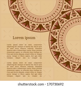 Frame template for cards, invitations, banners. You can place any text here. Invitation card with egyptian national pattern, vector, eps10