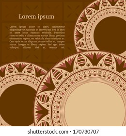 Frame template for cards, invitations, banners. You can place any text here. Invitation card with egyptian national pattern, vector, eps10