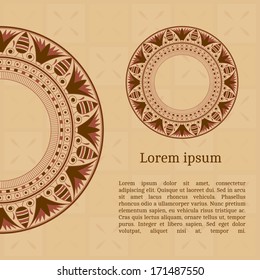 Frame template for cards, invitations, banners. You can place any text here. Invitation card with egyptian national pattern, vector, eps10