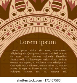 Frame template for cards, invitations, banners. You can place any text here. Invitation card with egyptian national pattern, vector, eps10