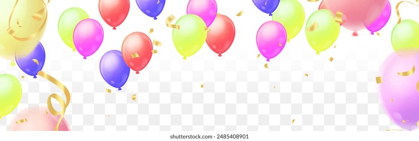 Frame template Celebration party banner with color balloons background. Sale  Grand Opening Card luxury greeting rich. 