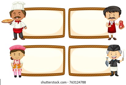 Frame template with chef and baker illustration