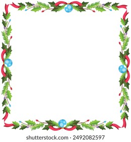 Frame template for christmas season celebration, christmas wreath concept.