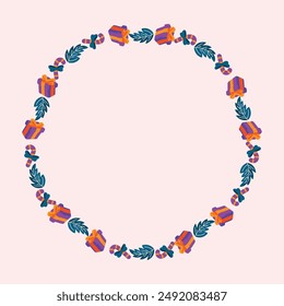 frame template for christmas season celebration, christmas wreath concept