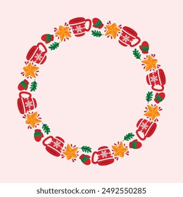 frame template for christmas season celebration, christmas wreath concept