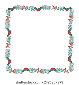 Frame template for christmas season celebration, christmas wreath concept.