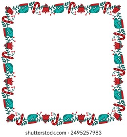 Frame template for christmas season celebration, christmas wreath concept.