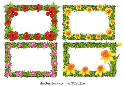 Frame template with colorful flowers illustration