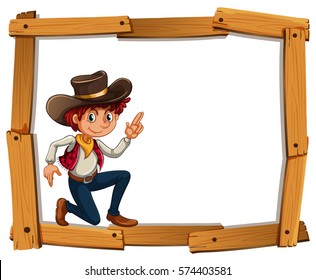 Frame template with cowboy illustration