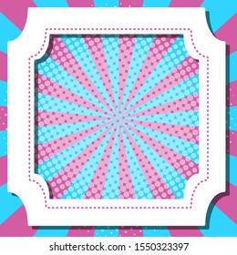 Frame template design with blue and pink stripes illustration