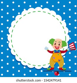 Frame template design with circus clown illustration