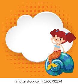 Frame template design with cute mermaid illustration