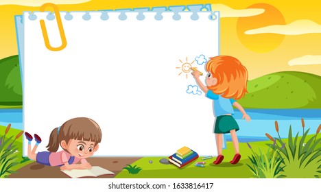 Frame Template Design Kids Drawing Park Stock Vector (Royalty Free ...