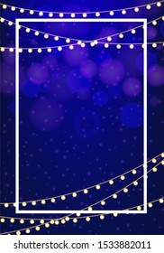 Frame template design with lights on blue background illustration