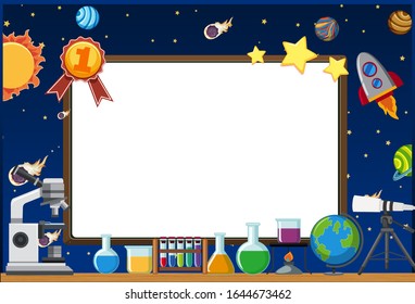 Frame template design with space theme illustration