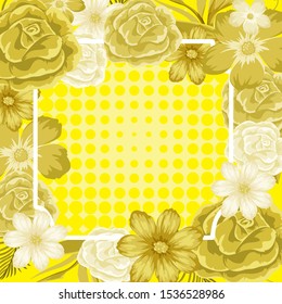 Frame template design with yellow flowers illustration