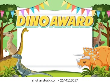 Frame template with dinosaur theme illustration