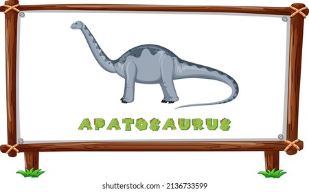 Plantilla de marco con dinosaurios y diseño de apatosauro de texto dentro de la ilustración
