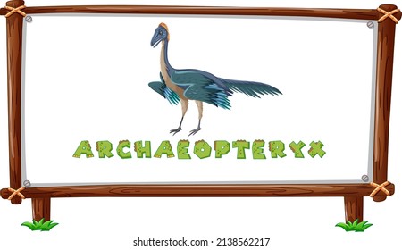 Frame template with dinosaurs and text archaeopteryx design inside illustration