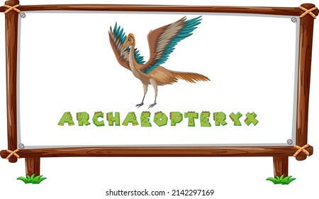 Frame template with dinosaurs and text archaeopteryx design inside illustration