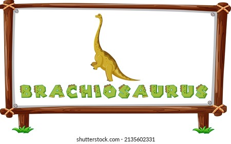 Frame template with dinosaurs and text brachiosaurus design inside illustration
