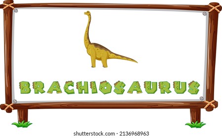 Frame template with dinosaurs and text brachiosaurus design inside illustration