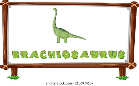 Frame template with dinosaurs and text brachiosaurus design inside illustration