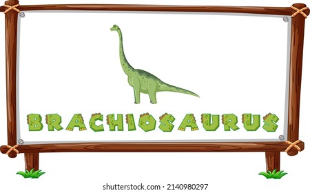Frame template with dinosaurs and text brachiosaurus design inside illustration