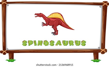Frame template with dinosaurs and text spinosaurus design inside illustration