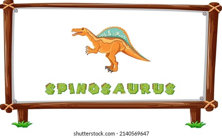 Frame template with dinosaurs and text spinosaurus design inside illustration