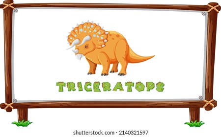 Frame template with dinosaurs and text triceratops design inside illustration