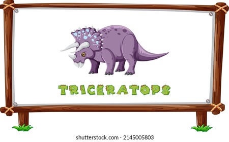 Frame template with dinosaurs and text triceratops design inside illustration