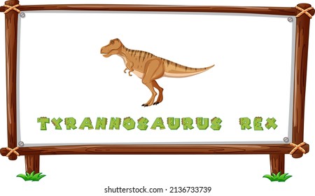 Frame template with dinosaurs and text tyrannosaurus rex design inside illustration