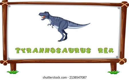 Frame template with dinosaurs and text tyrannosaurus rex design inside illustration