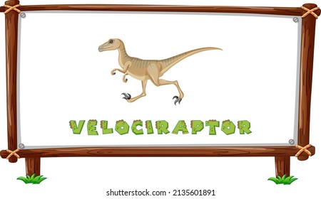 Frame template with dinosaurs and text velociraptor design inside illustration
