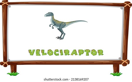 Frame template with dinosaurs and text velociraptor design inside illustration