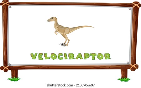 Frame template with dinosaurs and text velociraptor design inside illustration