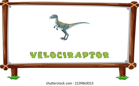 Frame template with dinosaurs and text velociraptor design inside illustration