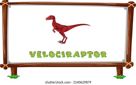 Frame template with dinosaurs and text velociraptor design inside illustration