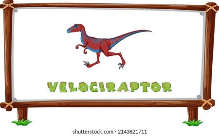 Frame template with dinosaurs and text velociraptor design inside illustration