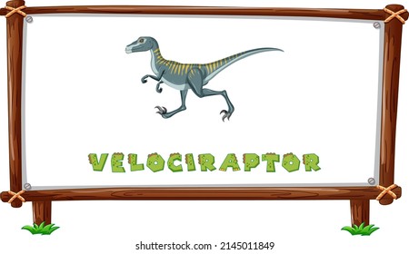Frame template with dinosaurs and text velociraptor design inside illustration