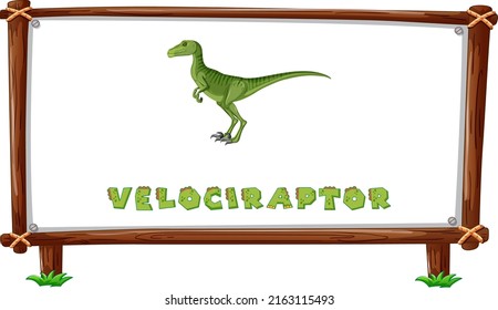 Frame template with dinosaurs and text velociraptor design inside illustration