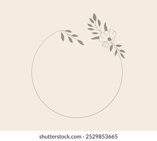 Frame template with a floral motif in a simple style with delicate flower - wedding invitations, welcome, baby shower, postcards, birthday cards, greeting cards, women's day.