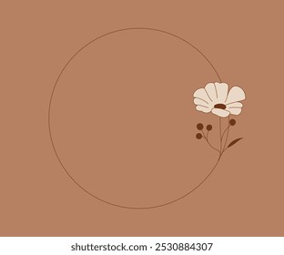 Frame template with a floral motif in a simple style with delicate flower - wedding invitations, welcome, baby shower, postcards, birthday cards, greeting cards, women's day.