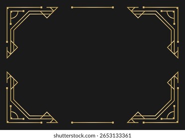 Frame template with golden border vector luxury arch label photo background art deco shape modern metallic card elegant brass flare cosmetic picture gradient design plaque boho element.

