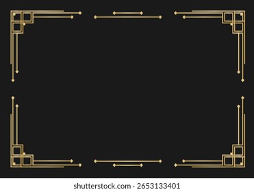 Frame template with golden border vector luxury arch label photo background art deco shape modern metallic card elegant brass flare cosmetic picture gradient design plaque boho element.

