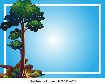 Plantilla de marco con ilustración de árbol verde