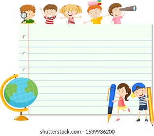 Frame template with happy kid illustration